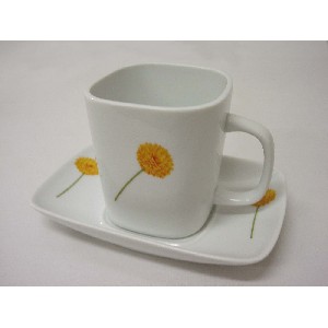 TAZA PLATO RECTA 300ML DALIA AMARILLA