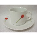 TAZA Y PLATO TE 300ML TULIPAN ROJO