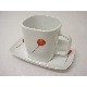 TAZA PLATO RECTA 300ML TULIPAN ROJO