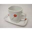 TAZA PLATO RECTA 300ML TULIPAN ROJO